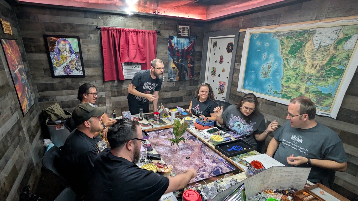 House Murdock at the table — Sarasota D&D group mid-session